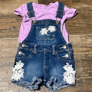 12m Floral Applique Shortalls